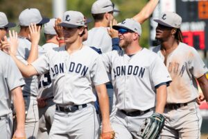 London baseball players together.