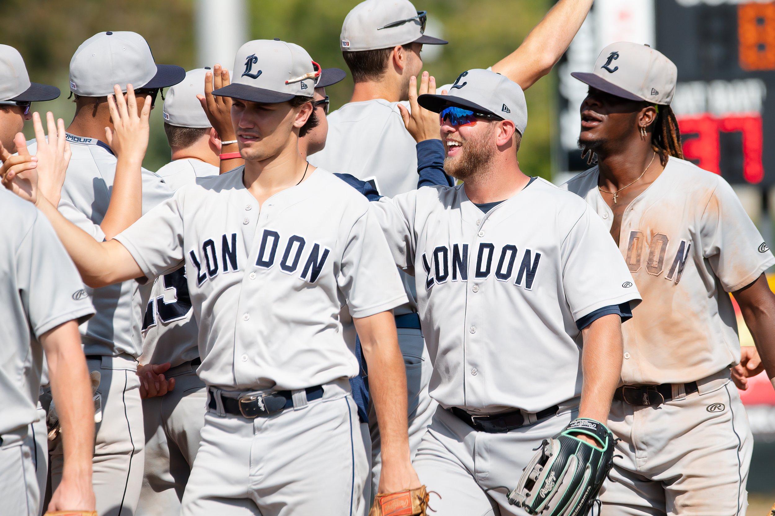 London baseball players together.