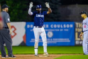 A baseball player on base.