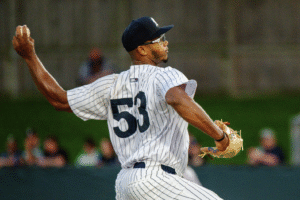 Baseball player throwing a ball.