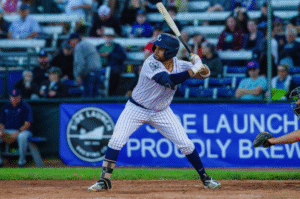 A baseball player at bat