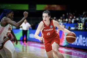 Carleton averaged 14.8 points and 5.4 rebounds in five preliminary round games at last month’s FIBA World Cup in Sydney, Australia (Sept. 22-Oct. 1). (Photo: FIBA).