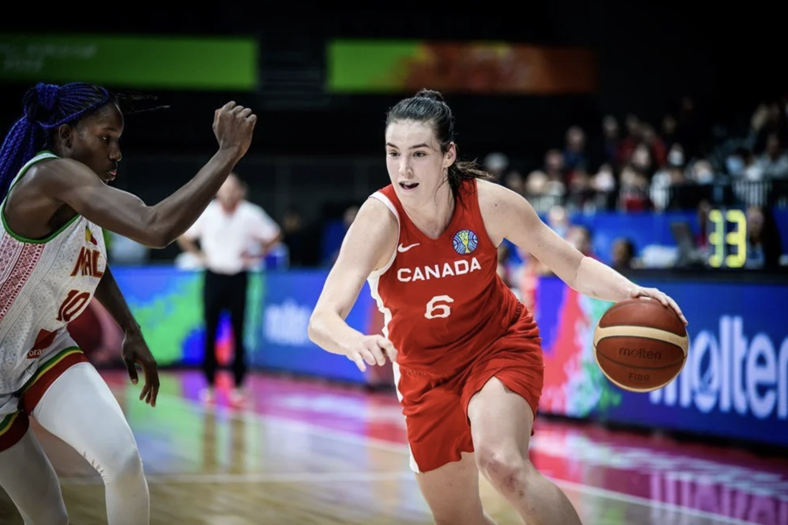Carleton averaged 14.8 points and 5.4 rebounds in five preliminary round games at last month’s FIBA World Cup in Sydney, Australia (Sept. 22-Oct. 1). (Photo: FIBA).