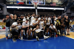 The Lightning celebrate their 2022 NBLC title Wednesday night at the Kitchener Auditorium. (Photo: Matt Hiscox Photography).