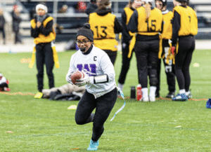 Woman playing football