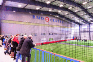 People watching an indoor soccer game